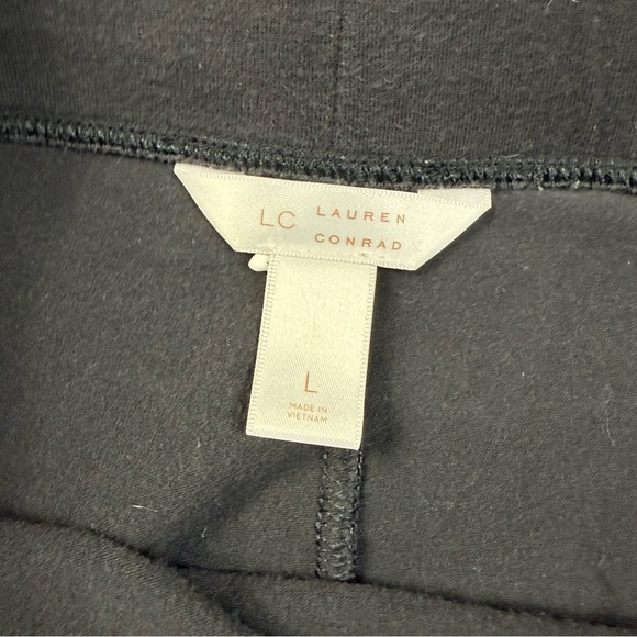 LC Lauren Conrad Leggings Women's Size L Solid Black High Cotton 95/5 Stretch - Picture 3 of 9